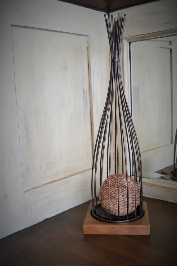 Pair of Classic Tall Black Iron Twisted Candle Holders Iron