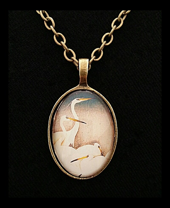 Crane Necklace Crane Pendant Japanese White Crane