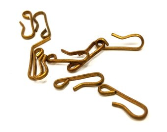 30 Pieces Raw Brass Hook and Eye Clasp, Raw Brass, Vintage, 15x5