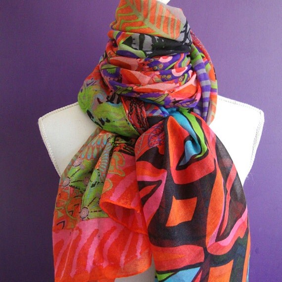 Colorful fashion scarf Colorful scarves Summer by DeLuxscarf