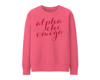 AXO Alpha Chi Omega Script Choose Your Colors Sorority Sweatshirt