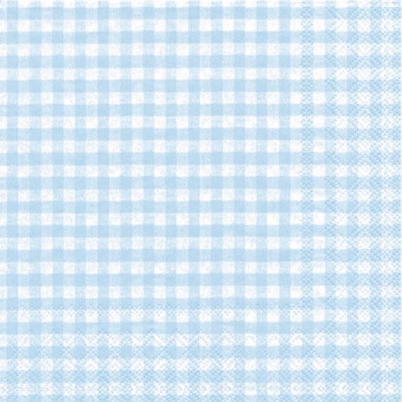 Light Blue Gingham Paper Napkins Individual Packages or Case