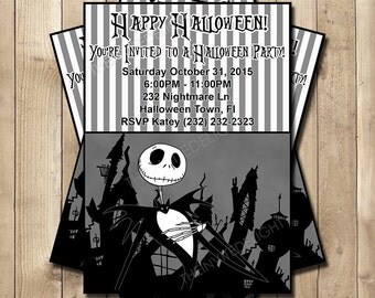 Nightmare Before Christmas Halloween Party Invitation - NBC Birthday Party Invite - Jack Skellington - Personalized Printable Invite