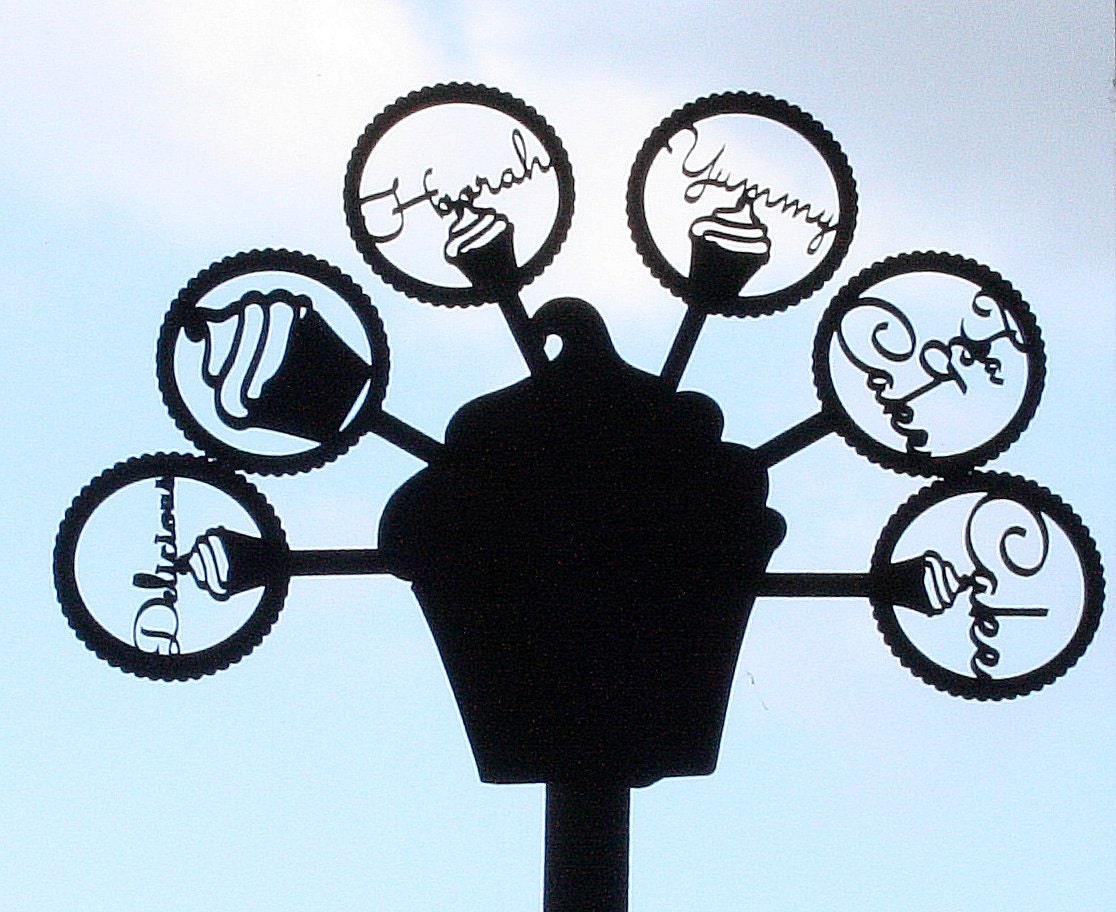 Custom Laser Cut Cupcake Toppers set of six Tea by Woodineering