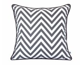 Anthracite grey chevron pillow cover, Zig zag decorative throw, Bold geometric cushion, Minimalist design, Cotton pillow case, 18x18 inch