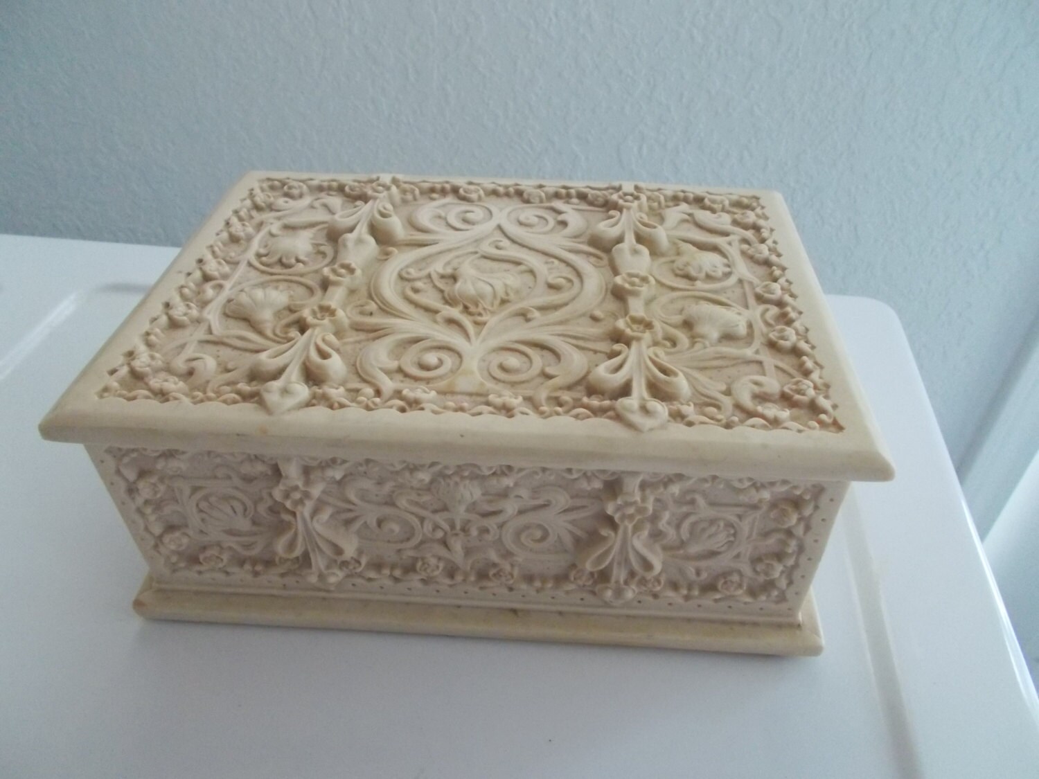 Vintage Incolay Stone Jewelry Box by BackInTimeTrinkets on Etsy