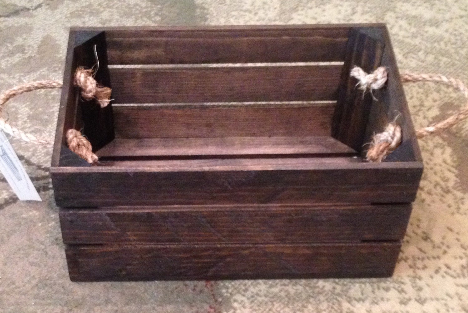Small Wood Crate With Rope Handles 15L x 10W x
