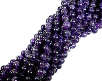 Amethyst Beads, Round, 8mm (8.5mm), 15.5 Inch, Full strand, Approx 47 beads, Hole 1 mm (115054021)