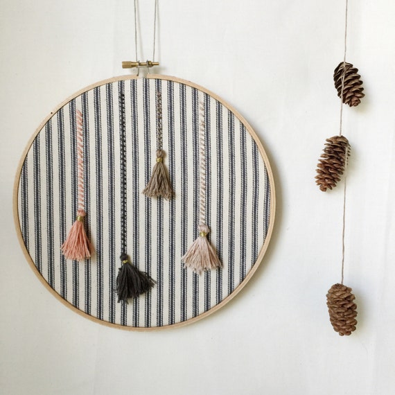 Tassel Tapestry Embroidery Modern Embroidered Hoop by thegreybirch