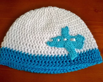 blue airplane boys beanie