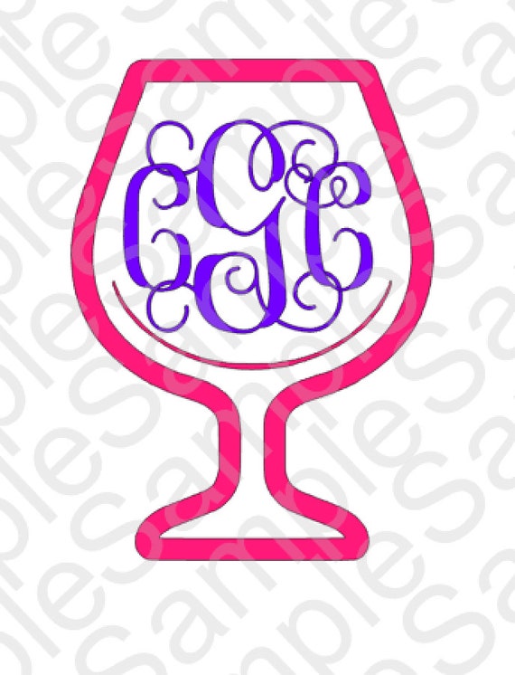 Download Wine Glass Monogram Frame SVG and DXF Cut Files by ...