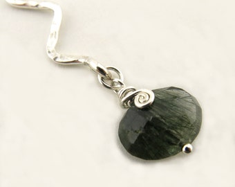 Tourmaline Quartz Necklace Sterling Silver Necklace Chakra Necklace Chakra Jewelry Zig Zag Silver Necklace