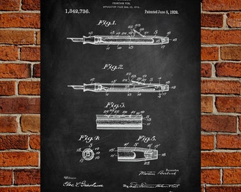 Fountain Pen Art Print, Fountain Pen Patent, Fountain Pen Vintage, Fountain Pen Blueprint, Fountain Pen Print, Prints, Wall Art, Decor