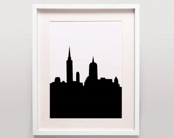 Items similar to 8x10 Silhouette Skyline Painting on Canvas of New York ...