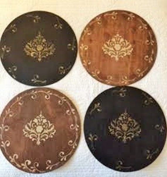 Items similar to HANDSTENCILED WOODEN PLACEMATS set of 4 on Etsy