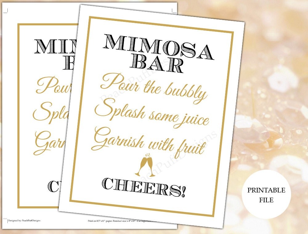 Mimosa bar sign PRINTABLE FILE Mimosa bar printable