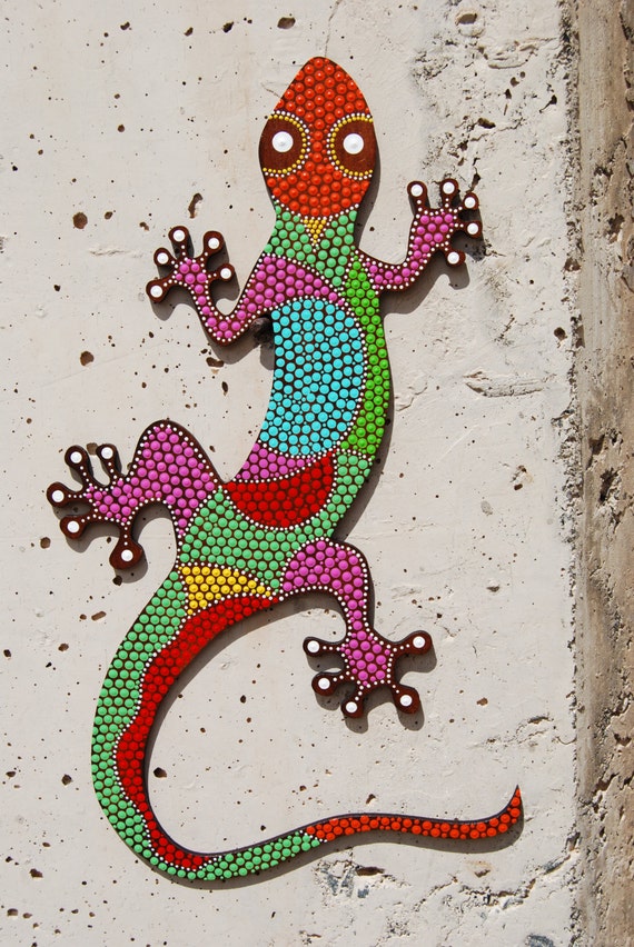 Lizard G-05. mdf animal paint/ dot art/ gecko by Mandalaole