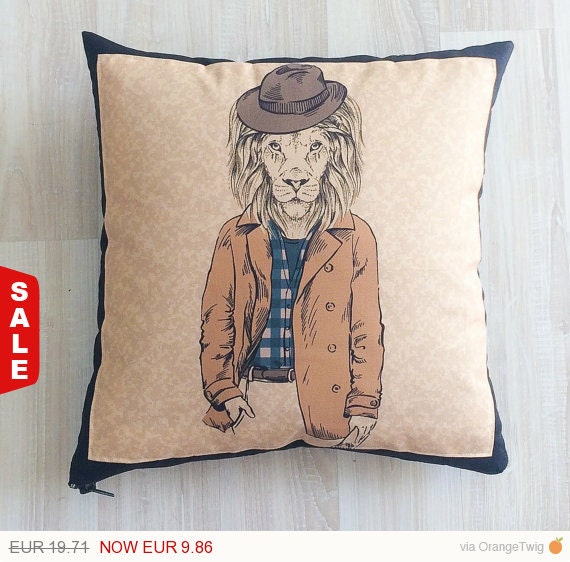 Sale 50% Designer pillows, couch pillows, lion pillow, animal pillows 