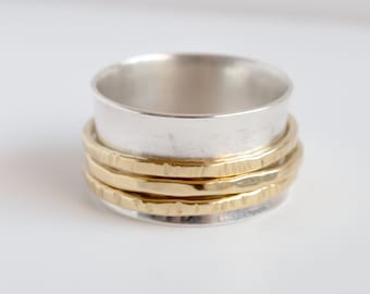 Spinner ring , band ring , simple ring , 3 bands spinner ring , women ring , spinner ring for woman , sterling silver ring