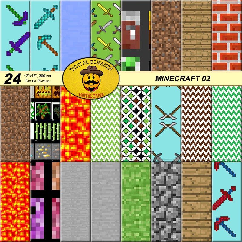Minecraft 02 24 Digital Papers Perfect For by DigitalBonanza