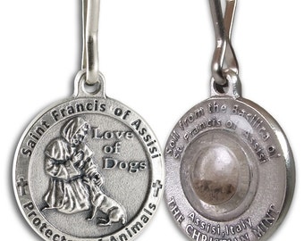 St Francis of Assisi Pet Medal for Dogs with capsule of Assisi Soil
