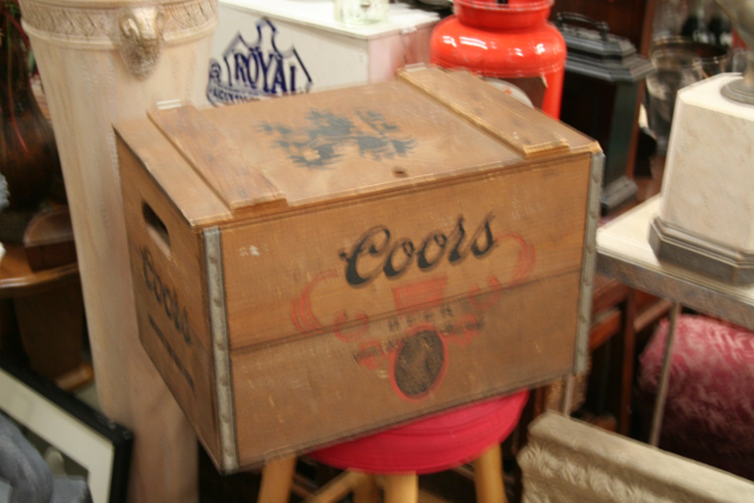Vintage Coors Beer Wood Wooden Box 1976 Bicentennial Crate Box