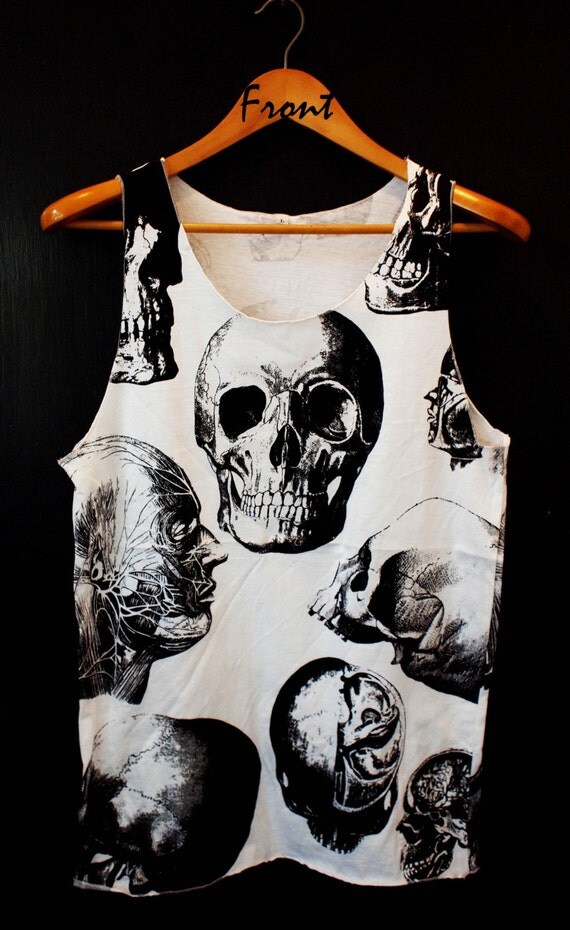 Skull Tanktop Graphic shirt Skull shirt by MINITSHOP on Etsy