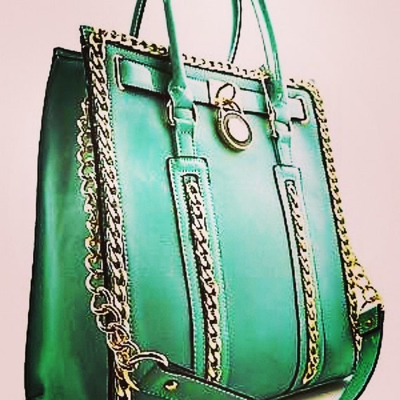 green gold chain bag