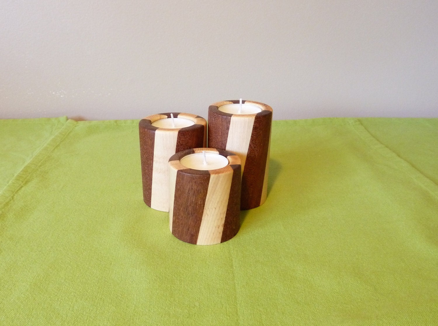 Wooden tea light candle holders twist style by BurnishDesigns
