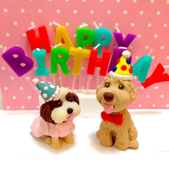 Two Birthday Dogs Cake Toppers by DogCakeTopper on Etsy