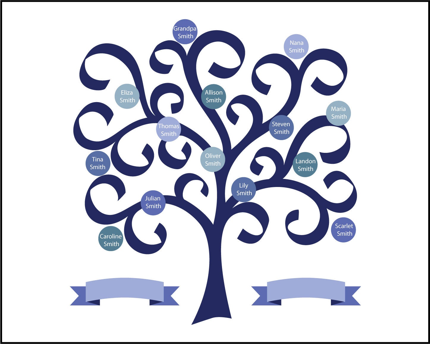 Download Ribbon Family Tree In SVG EPS DFX Format For Use With Cricut