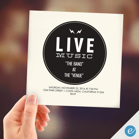 Live Music PRINT FROM HOME Concert Invitation by EventureCards