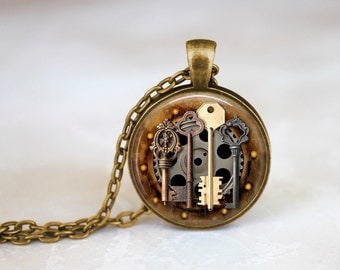 Keys Steampunk Handmade Pendant Necklace