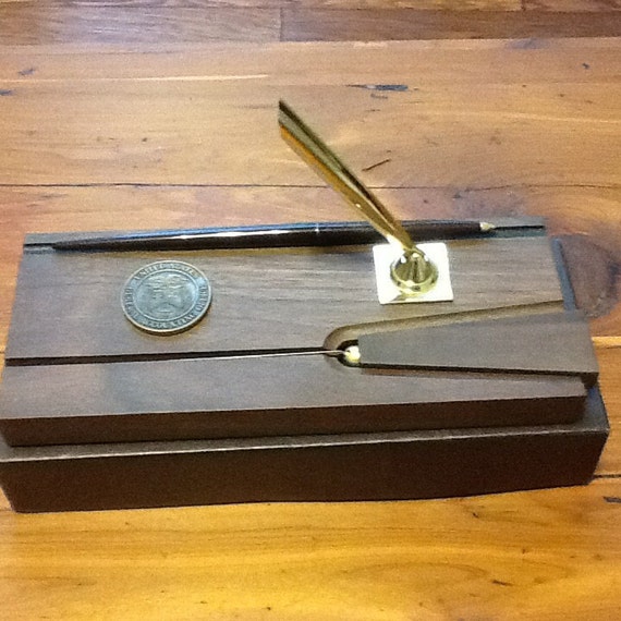 Vintage Josten's wooden pen/letter opener desk by PattisPickins