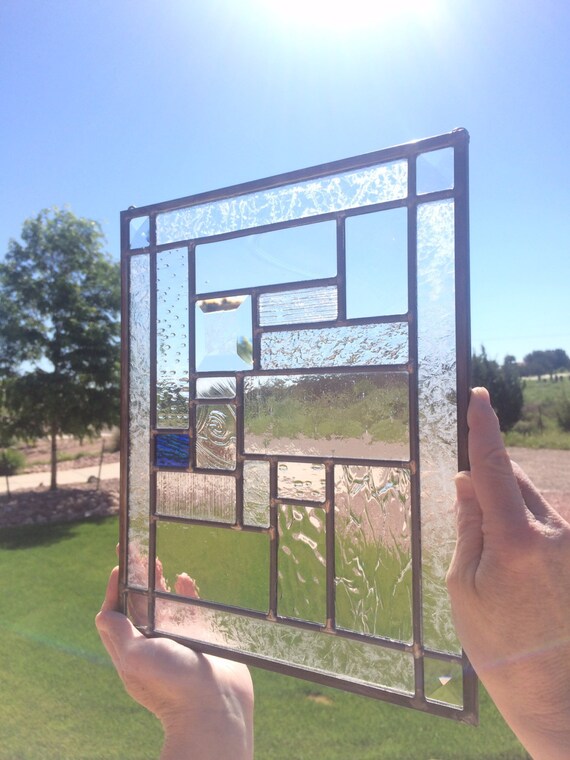 Stained Glass Wall Panel Clear Stained Glass by BlueOceanGlass