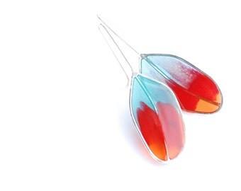 Resin and Sterling Silver Feather Earrings