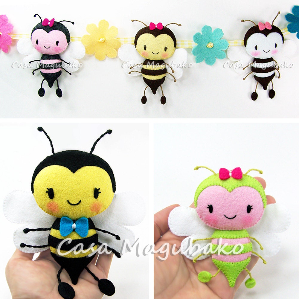 PDF Pattern Bee Felt Pattern Felt Bee Ornament or Soft Toy