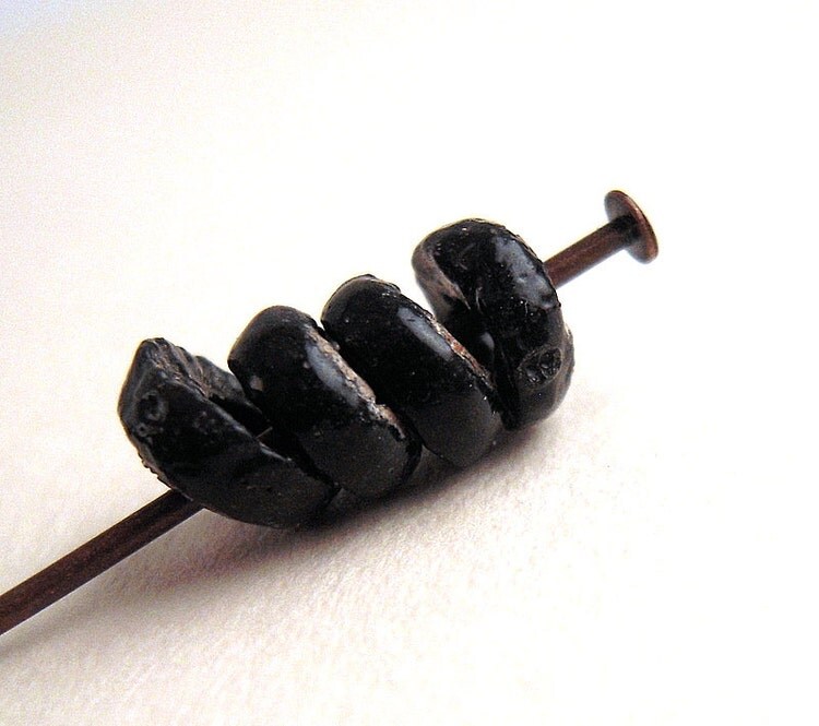 40 TINY Tribal African Beads 5mm Rustic Black by EthnicBeadShop