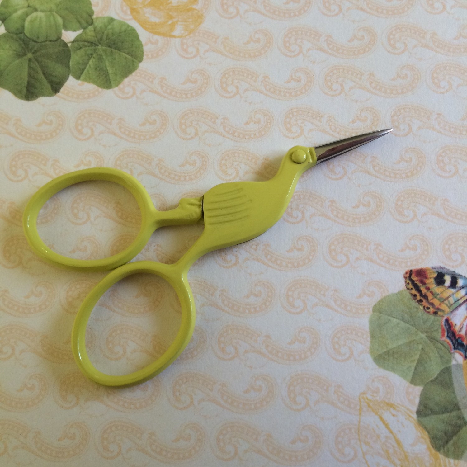 mini YELLOW STORK craft scissors for knitting cross by needlegoods