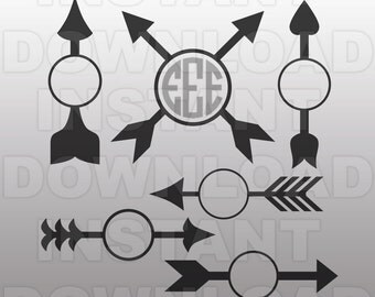 Arrows Monogram Frames SVG File Cutting Template-Clip Art for Commercial and Personal Use-Vector Art file for Cricut,SCAL,Cameo,Sizzix,Vinyl