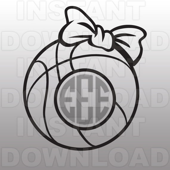 Download Girls Basketball Bow Monogram SVG File Cutting Template-Clip