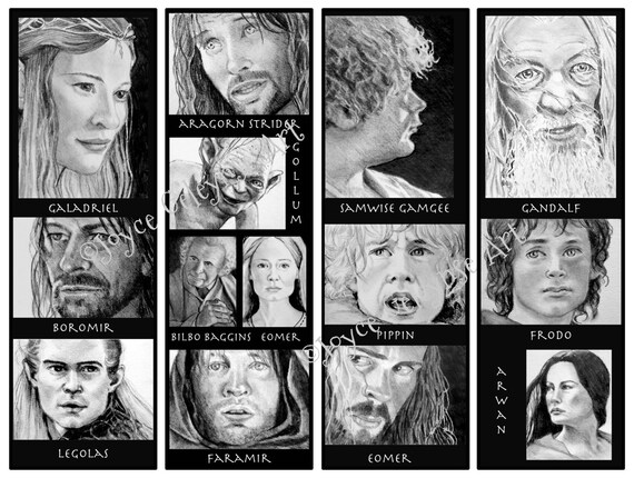 Printable Bookmarks, Lord of the Rings, LOTR Characters, Original ...