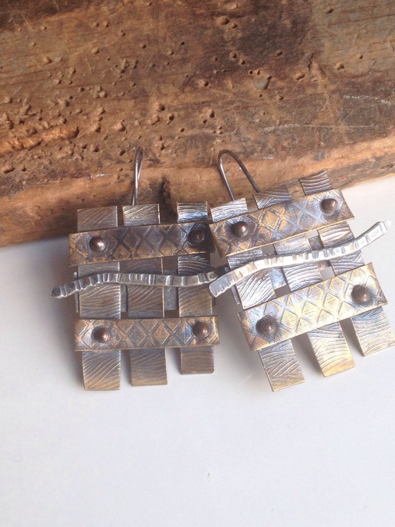 Metalwork Earrings Artisan Earrings Soldered by alysongarvey