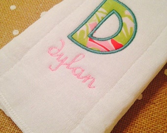 Monogrammed Baby Name Lilly Pulitzer Baby Burp Cloth