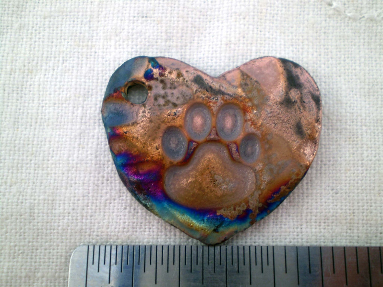 Side Hole, 3+ Paw Print Beads, Raku Bead, Heart Focal Bead, Cat Paw ...