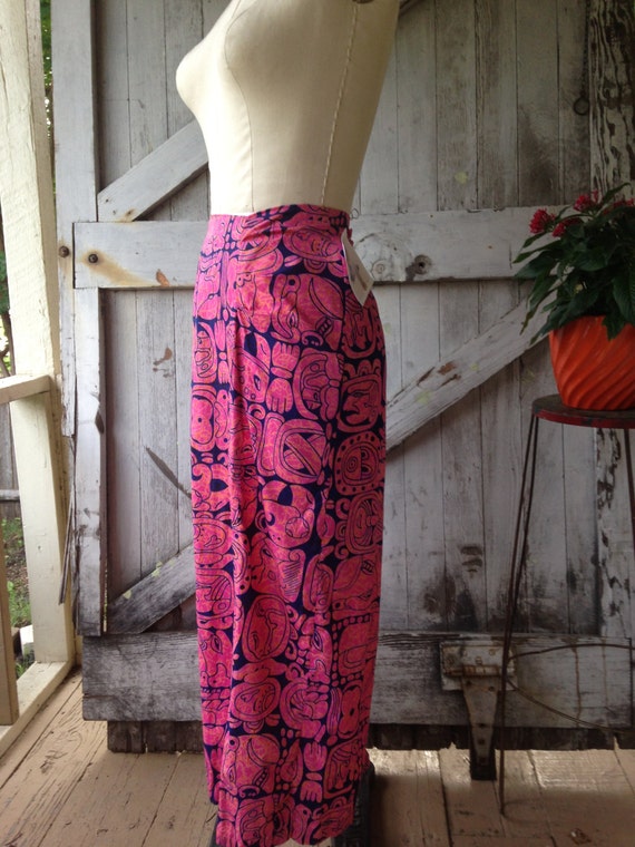1960s skirt novelty print skirt 60s ethnic skirt by melsvanity