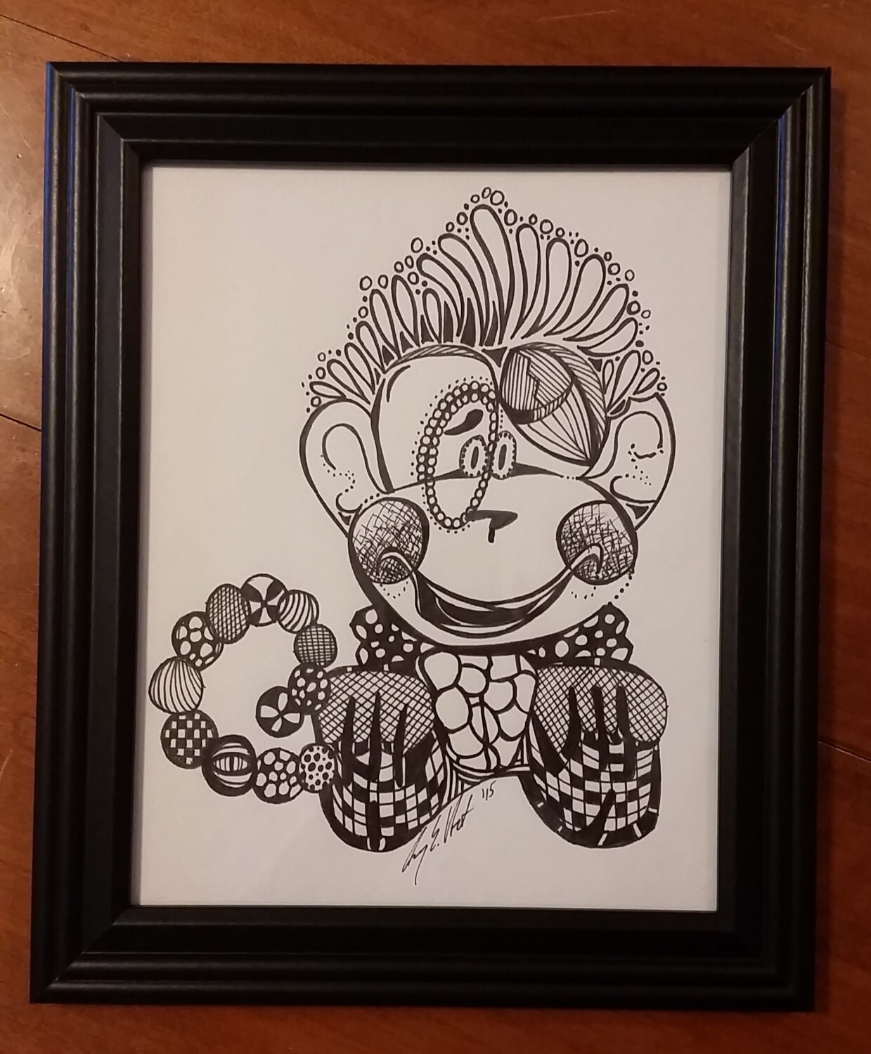 Monkey Zentangle FramedOriginal by AimESmith on Etsy