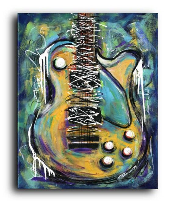 Gallery Canvas and Fine Art Prints Coloful Electric Guitar