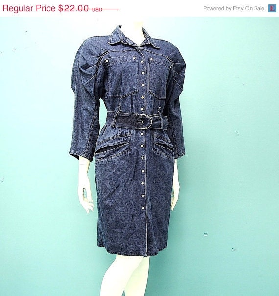 HUGE SALE 80s Denim Dress Outrageous Raglan by WelcomeHomeVintage