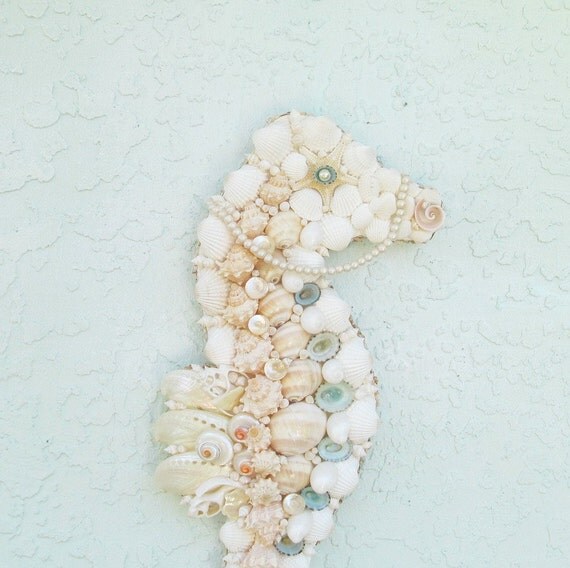 Seahorse Wall Decor Seashells Starfish on Sea by SandisShellscapes